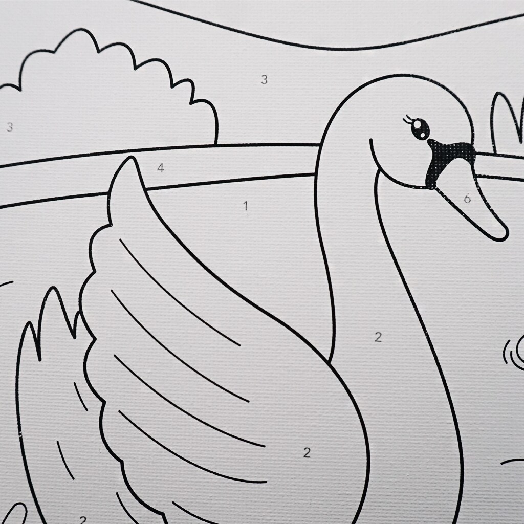 Angels Craft Paint by Number Canvas Set - Lily Pond Swan | Includes: 1 Pre-printed Canvas, 6 Acrylic Paint pots, 1 Artist Brush