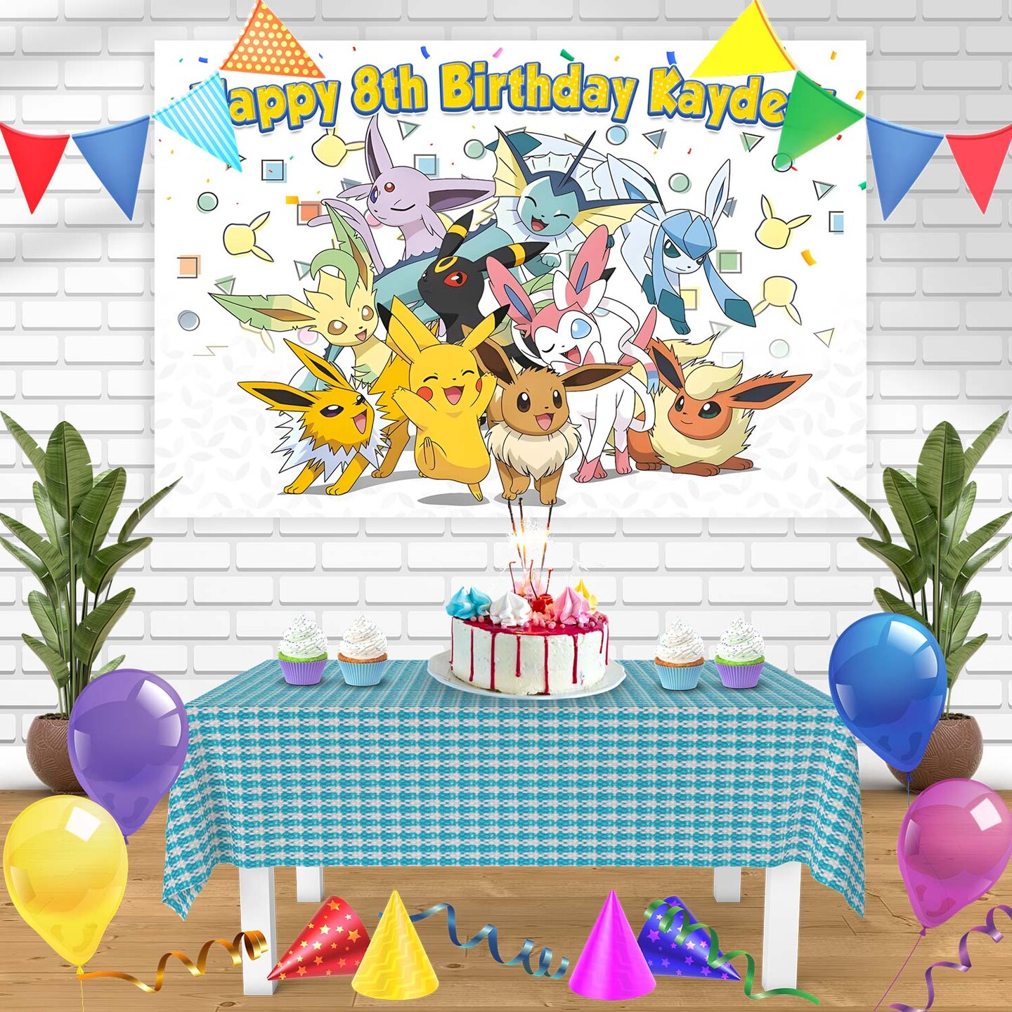 Pokemon Pikachu, Eevee And It's Evolutions Birthday Banner