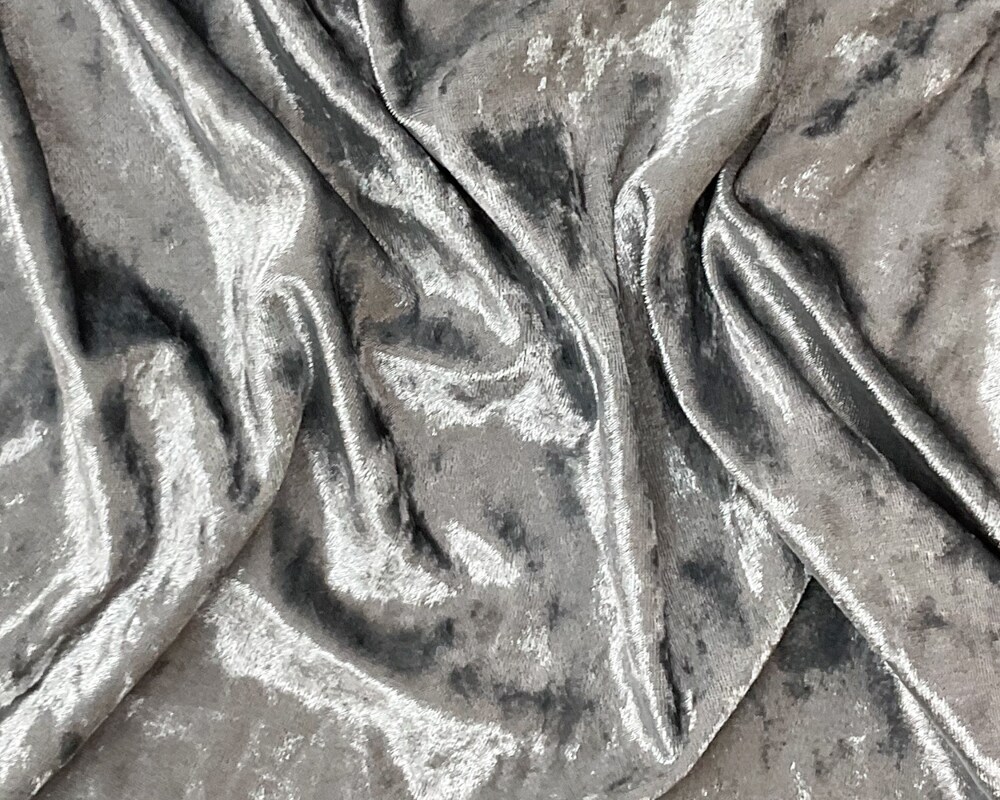 Gray Poly Spandex Stretch Crushed Velvet Knit Fabric By the Yard
