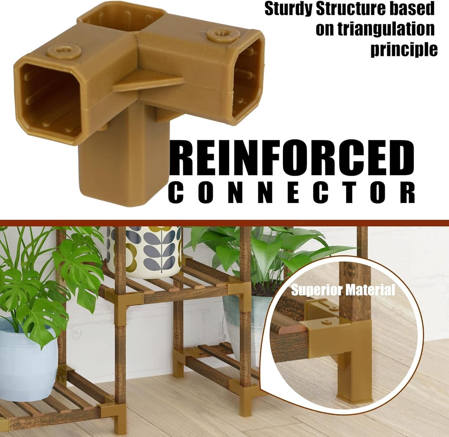 Multi-Tier Wooden Plant Stand with 11 Potted Flower Display Shelf