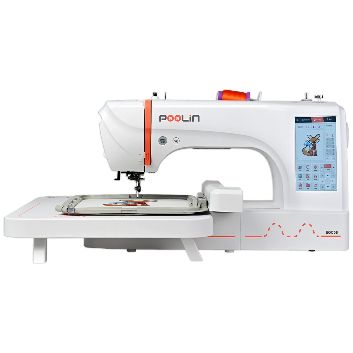 POOLIN EOC06 7.9in x 11in Embroidery Machine with 80 Embroidery Spools Bundle