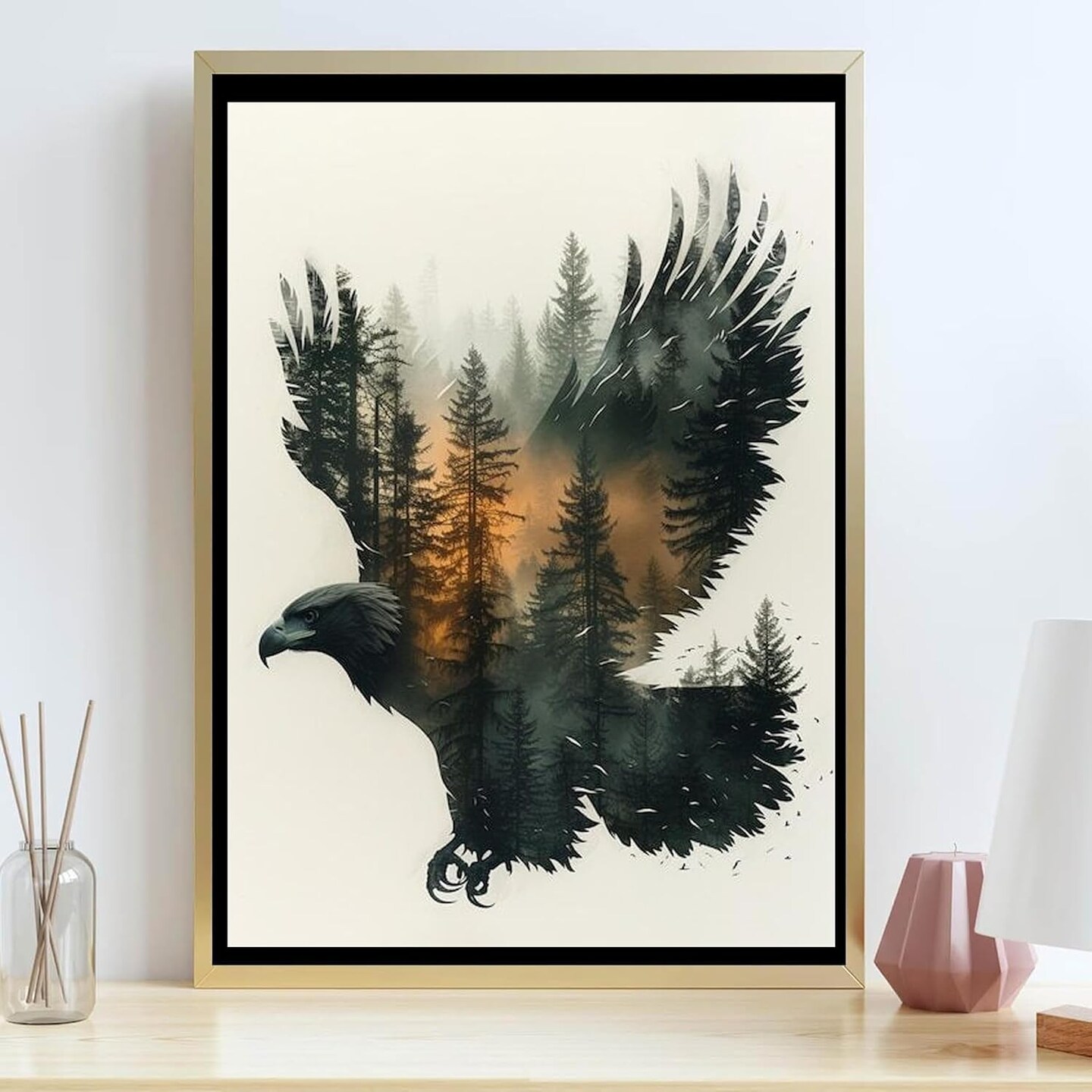 Forest Eagle Diamond Painting Kits for Adults, Animal DIY 5D Diamond Art Kits Full Drill Diamond Dots Paintings with Diamonds Gem Art and Crafts Home Decor 12x16inch