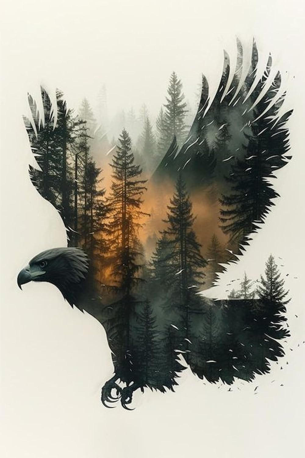 Forest Eagle Diamond Painting Kits for Adults, Animal DIY 5D Diamond Art Kits Full Drill Diamond Dots Paintings with Diamonds Gem Art and Crafts Home Decor 12x16inch