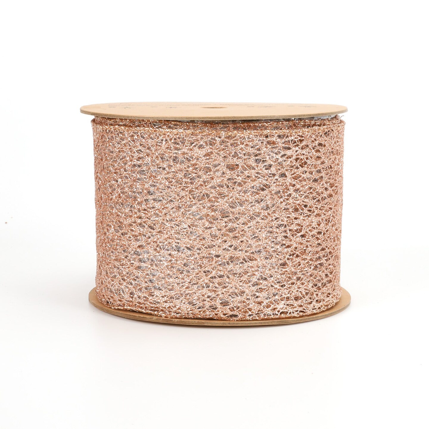 LaRibbons 4&#x22; Mesh Wired Ribbon | Rose Gold | 10 Yard Roll