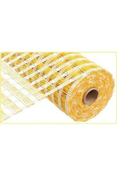10&#x22; Poly Burlap Check Mesh Ribbon: Yellow &#x26; Cream
