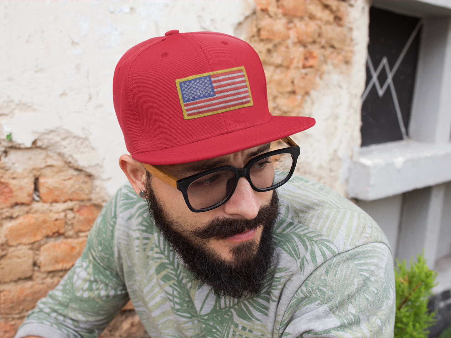 US Flag, Yellow Border, American, Embroidered, Iron on Patch