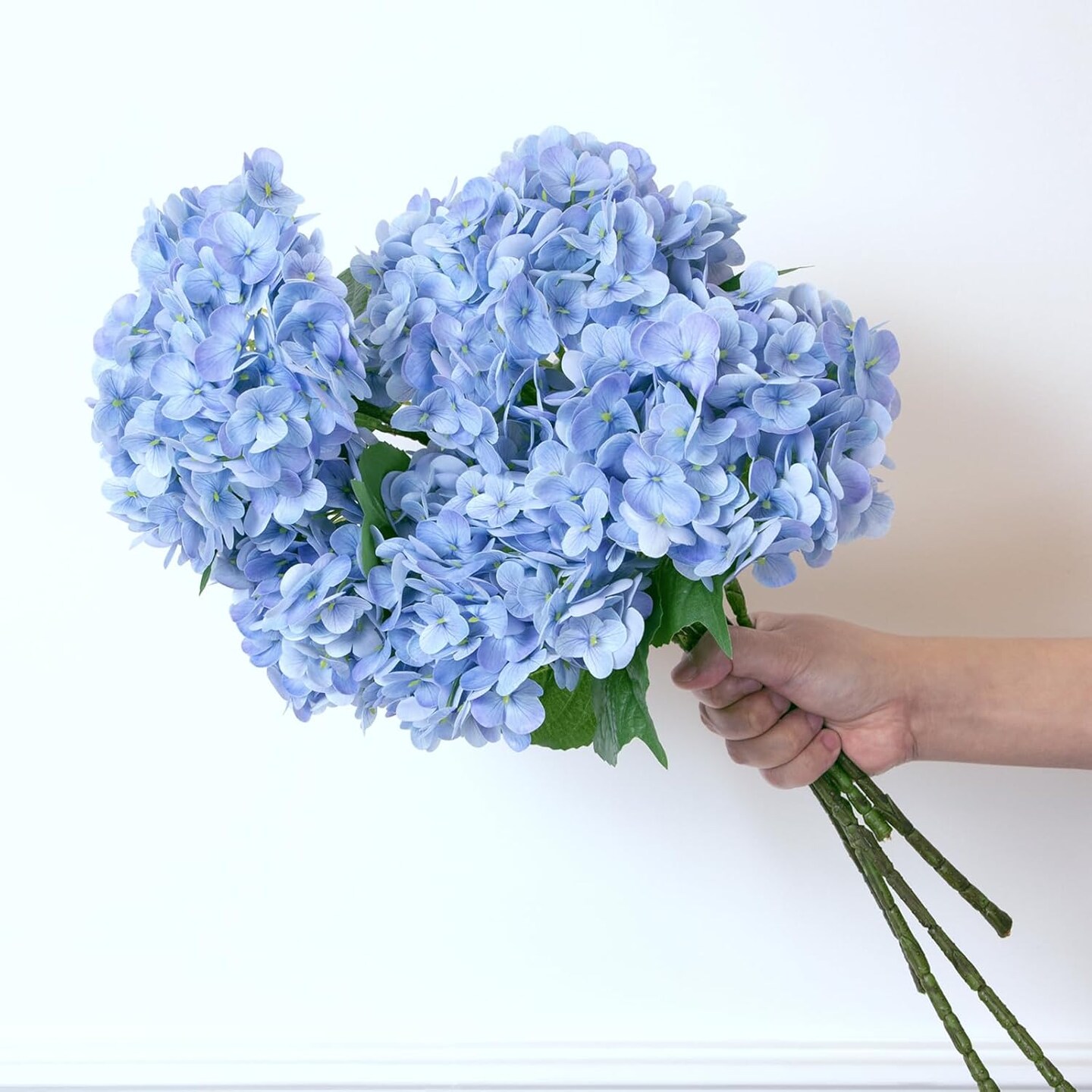 5PCS Hydrangea Artificial Flowers, Real Touch Latex Hydrangeas, Realistic Faux Floral D&#xE9;cor for Home Office Wedding Bouquets Centerpieces Party(Blue)
