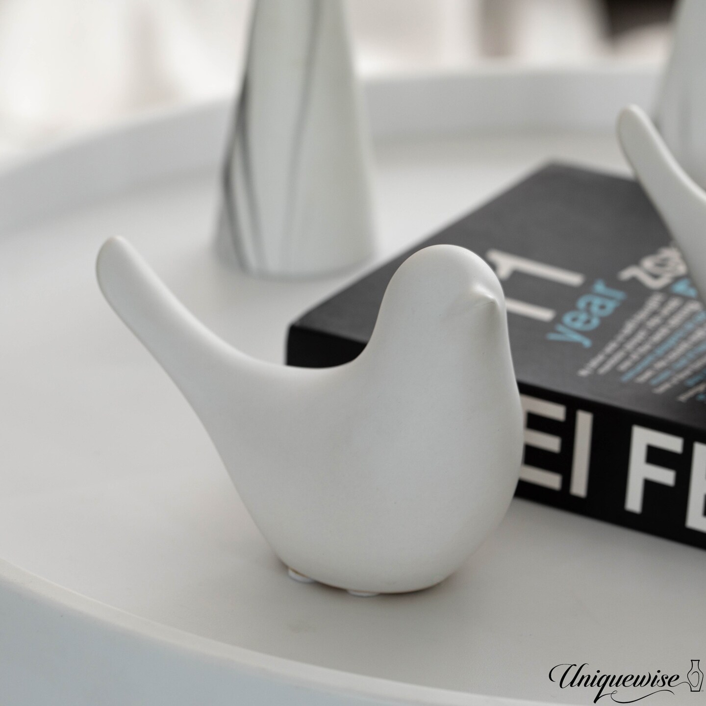 Uniquewise White Ceramic Bird Statue