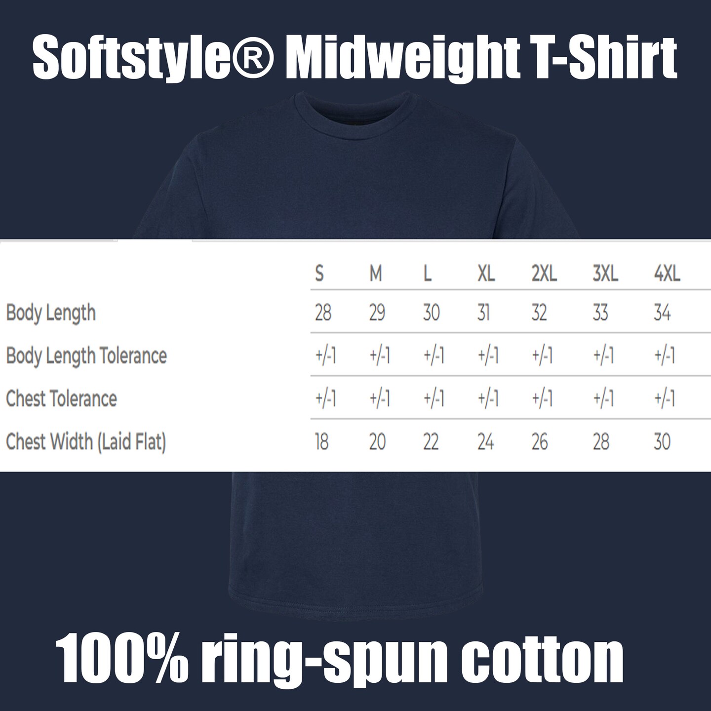 Adult's Gildan Softstyle Midweight Cotton T-Shirt - 65000, Navy Crewneck Craft Shirt