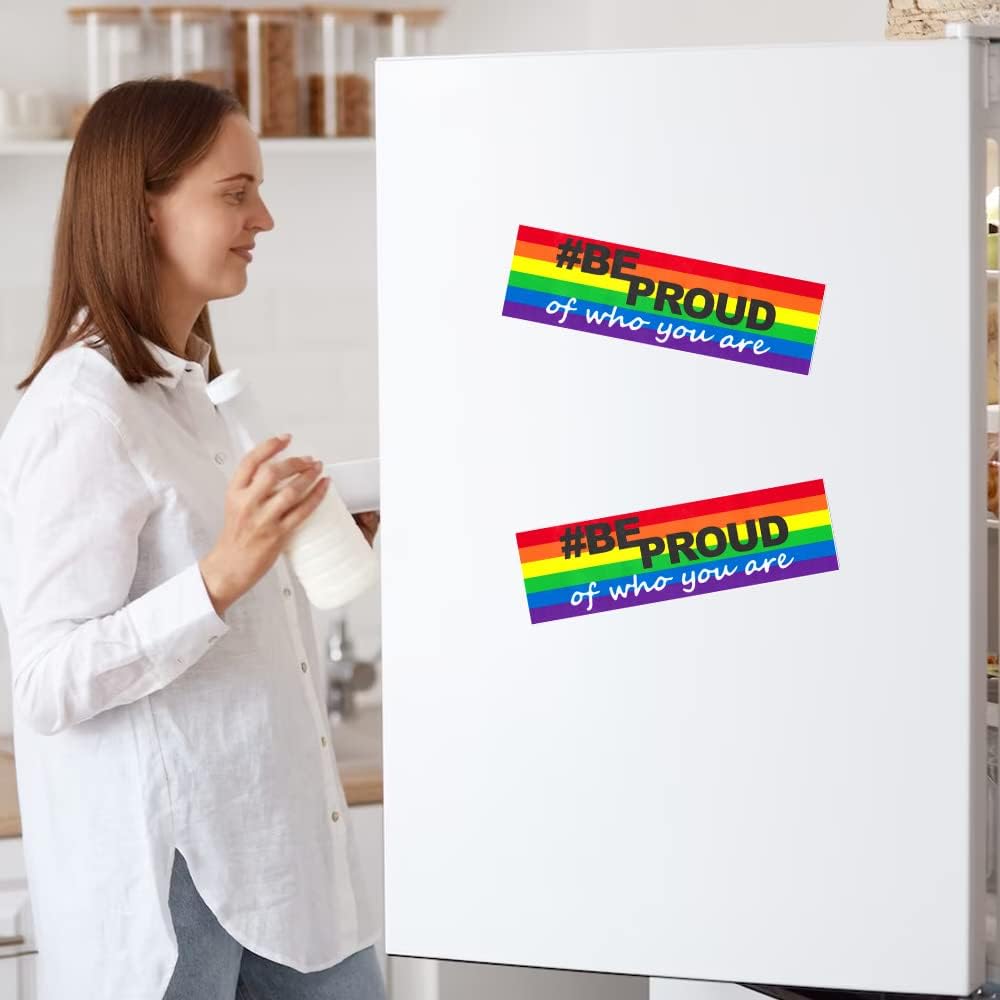 Gay Pride Stickers - 2 Rainbow Decals for Car, Laptop &#x26; Refrigerator