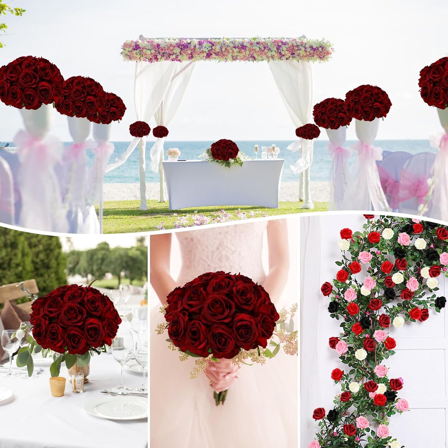 50pcs Artificial Silk Roses Bulk Bouquets