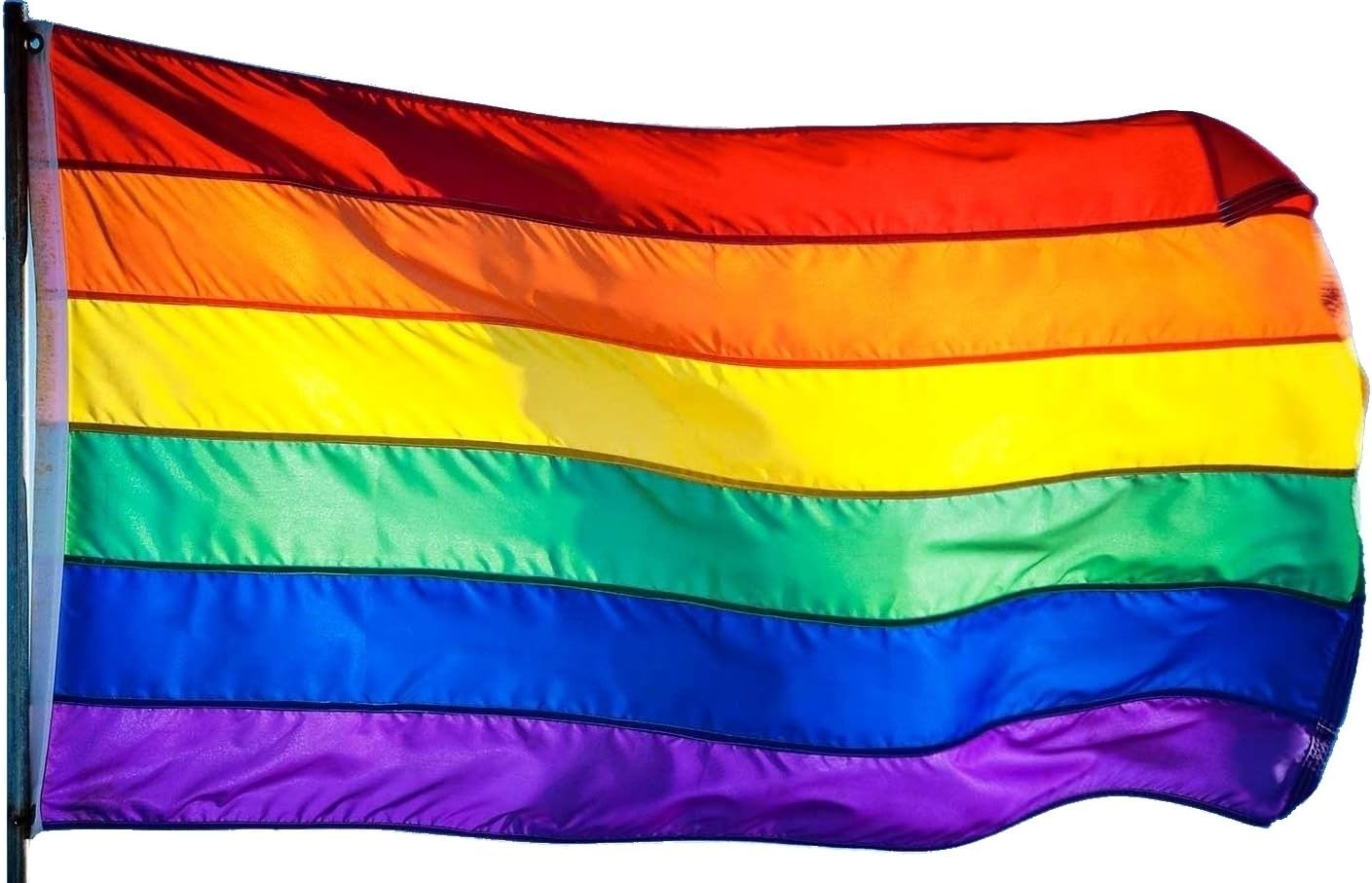 3x5 FT Rainbow Flag (Sewn Stripes) Outdoor SolarMax Nylon - Gay Pride Lesbian LGBT - UV Fading Resistant - Premium Quality - Made in USA