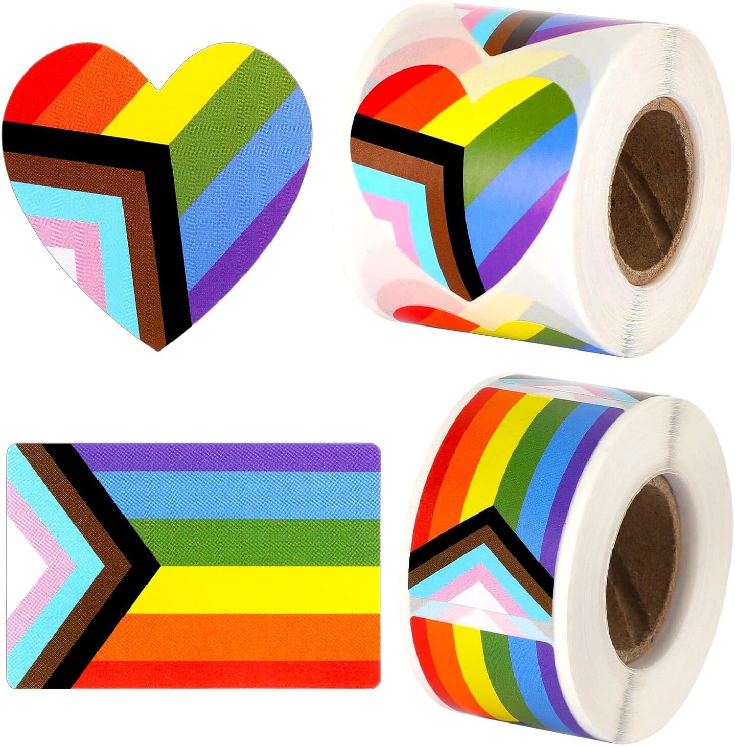 Pride Stickers,600Pcs Gay Pride Stickers Bulk Pride Rainbow Heart Flag Stickers 2 Roll Self Adhesive Decal Stickers for Laptop Water Bottle Decor and Pride Parade Events Accessories
