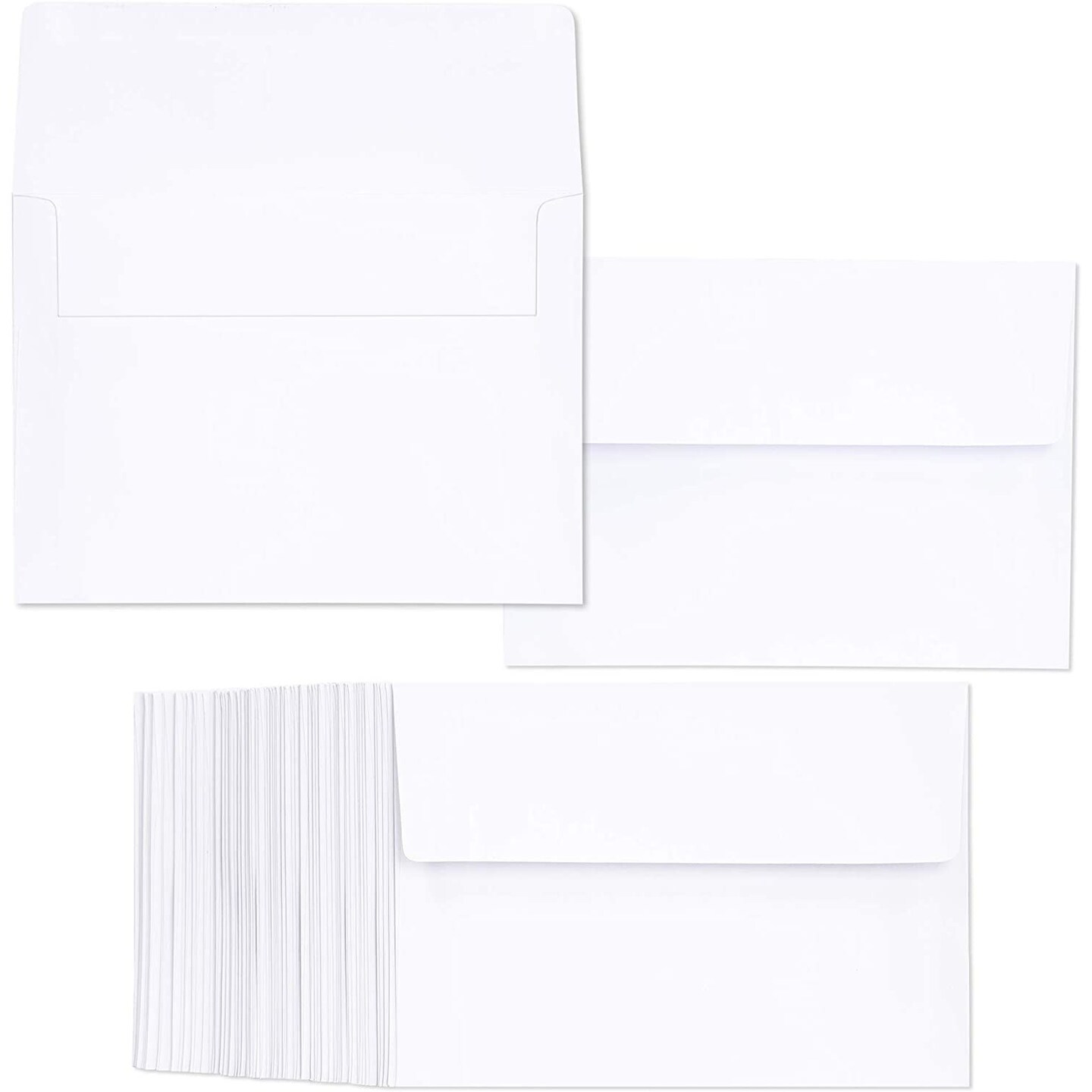 100-Pack A7 Envelopes for 5x7 Greeting Cards & Invitation, Square Flap, Bright White, 5.25 x 7.25 inches