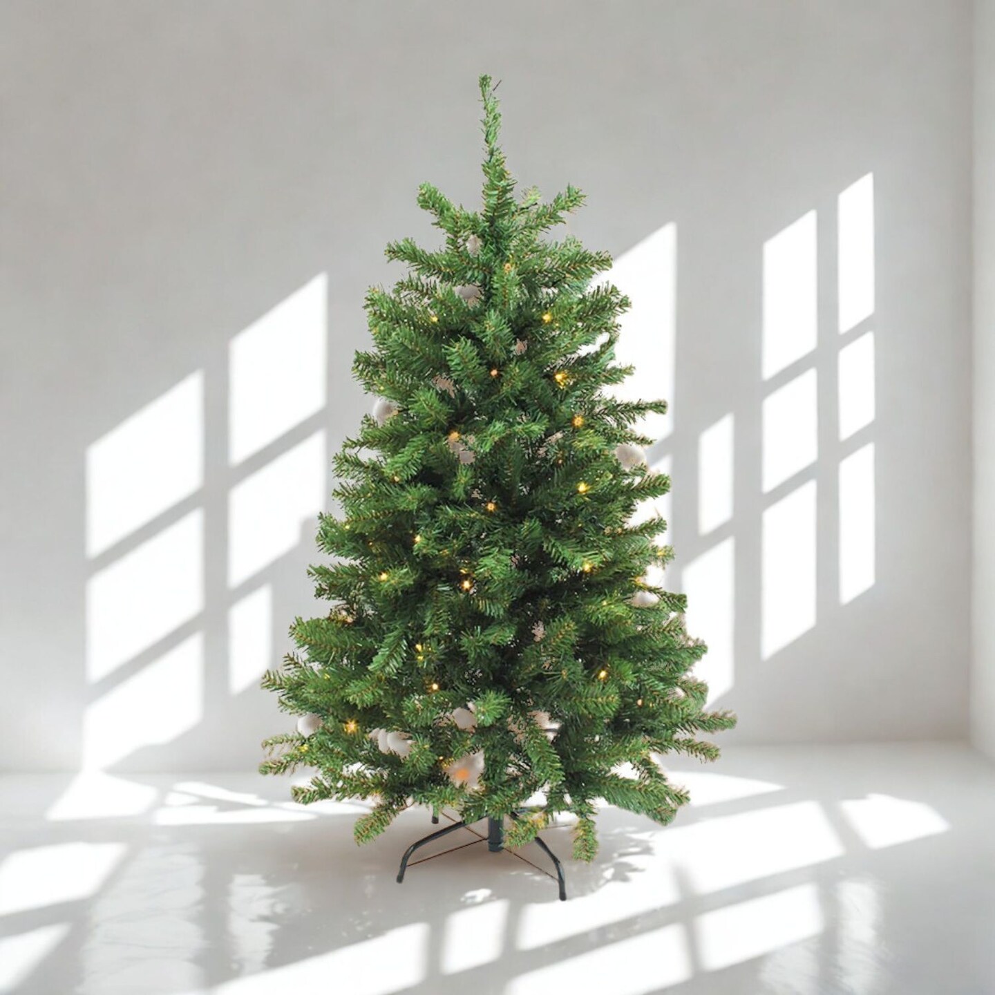 4ft Prelit Melvern Full Christmas Tree Warm White LED Lights Metal Stand