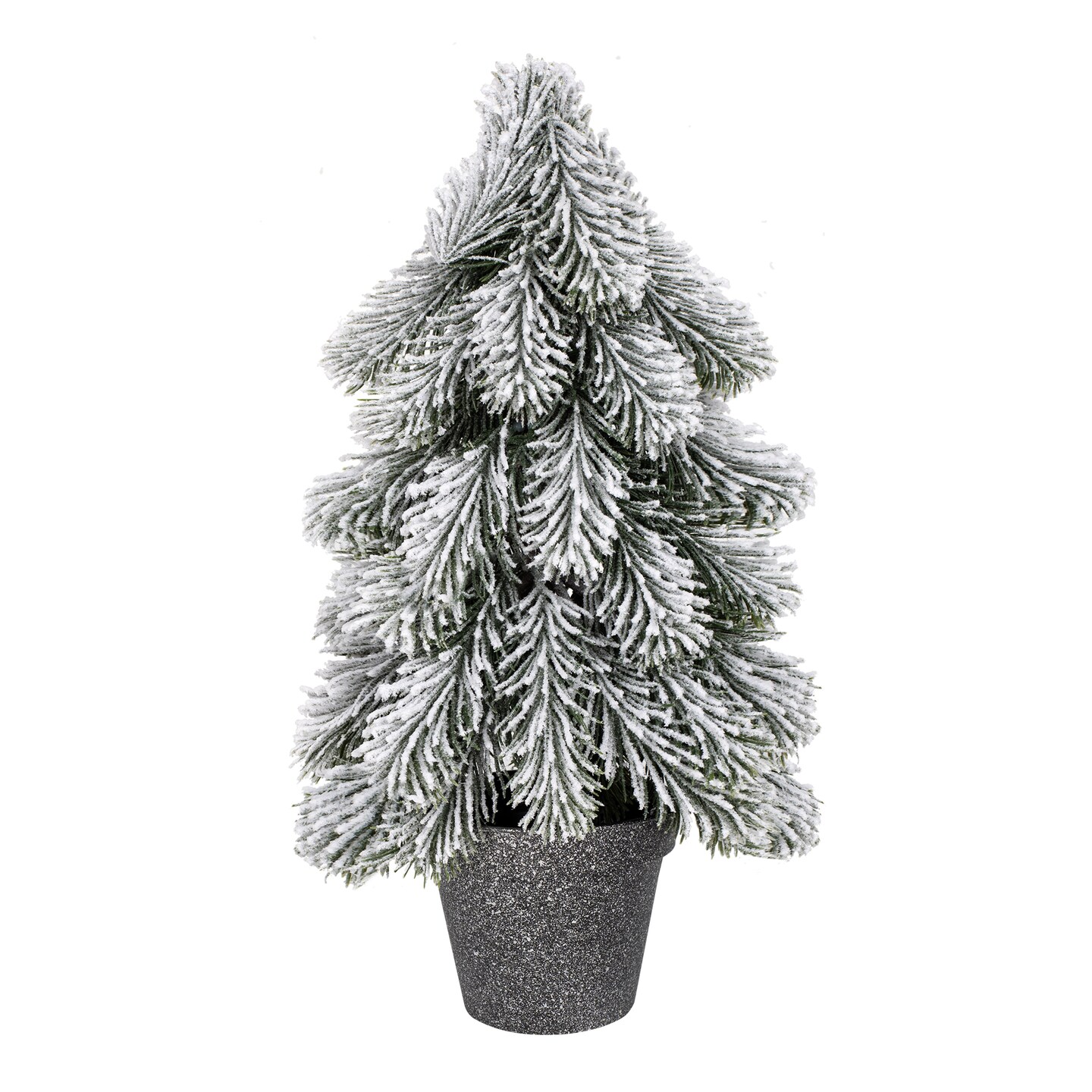 16" Mini Snow Flocked Christmas Tree – Small Artificial Pine in Pot, Winter Tabletop Holiday Decor