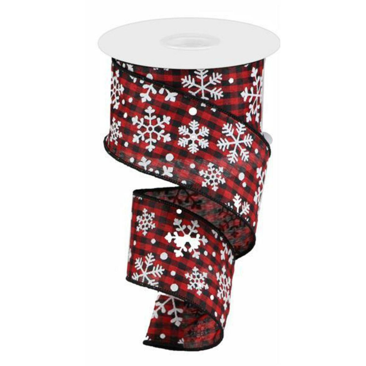 2.5&#x22; Snowflake Ribbon: Black &#x26; Red (10 Yards)