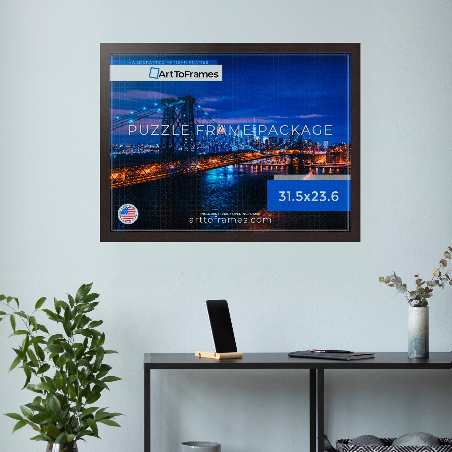 ArtToFrames 31.5x23.6 INCH / 80x60 CM Puzzle Frame for 1500 piece Puzzles.This 1.00 Inch Custom Wood Frame for Puzzles Comes with Economy Acrylic, Available in Multiple Colors