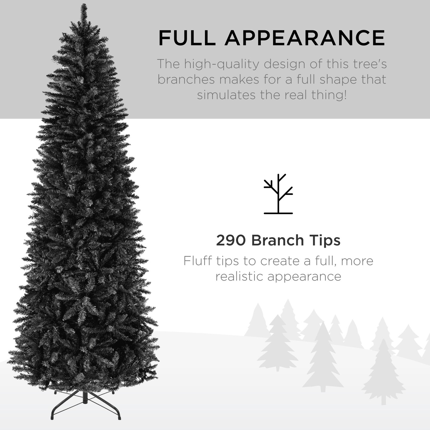 Best Choice Products Black Artificial Holiday Christmas Pencil Tree w/ Metal Base
