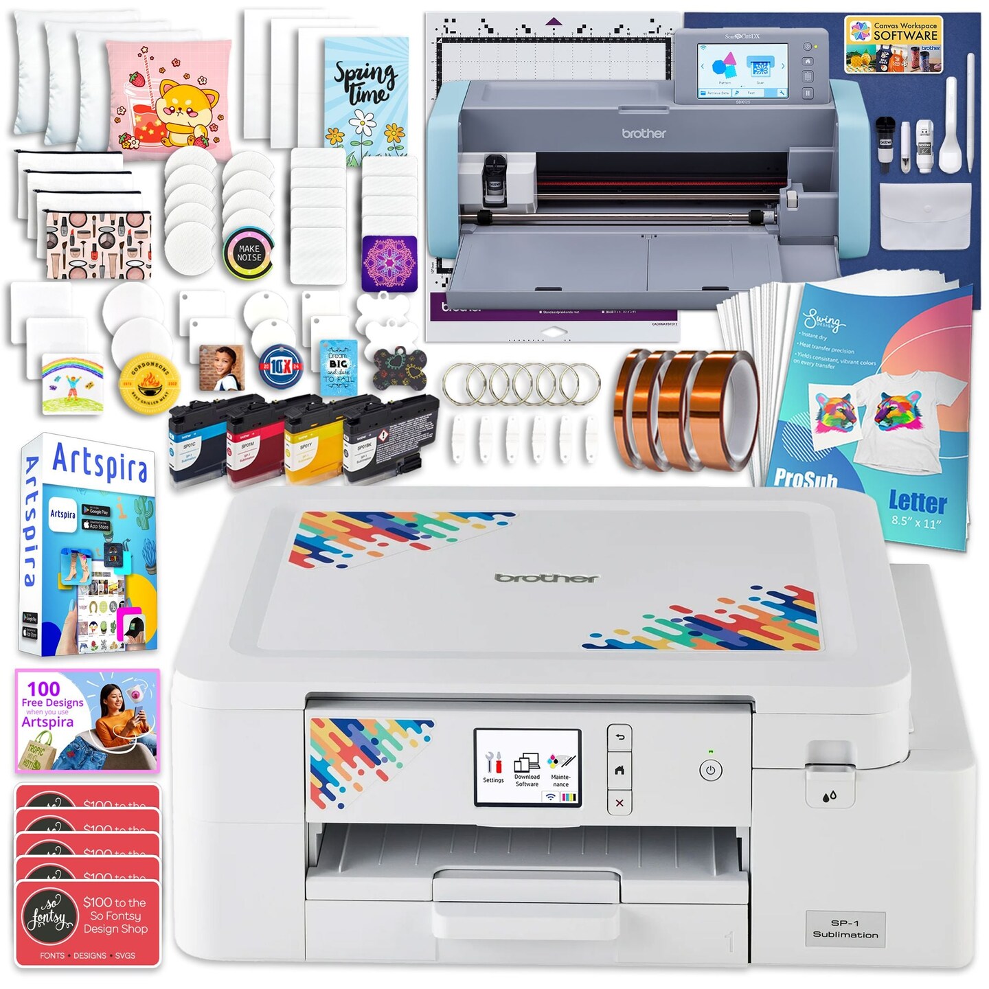 Brother SP-1 Sublimation Printer with ScanNCut Fabric &#x26; Vinyl Cutter