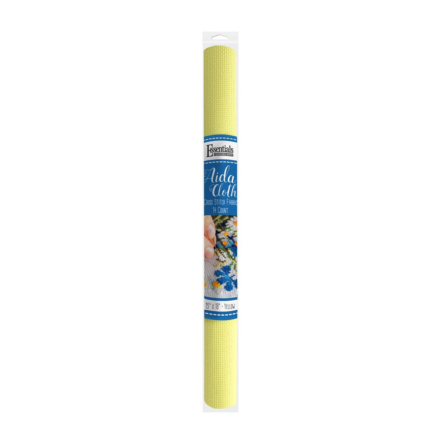Essentials By Leisure Arts Aida Cloth, 14 count, 15" x 18", Yellow cross stitch fabric for embroidery, cross stitch, machine embroidery and needlepoint