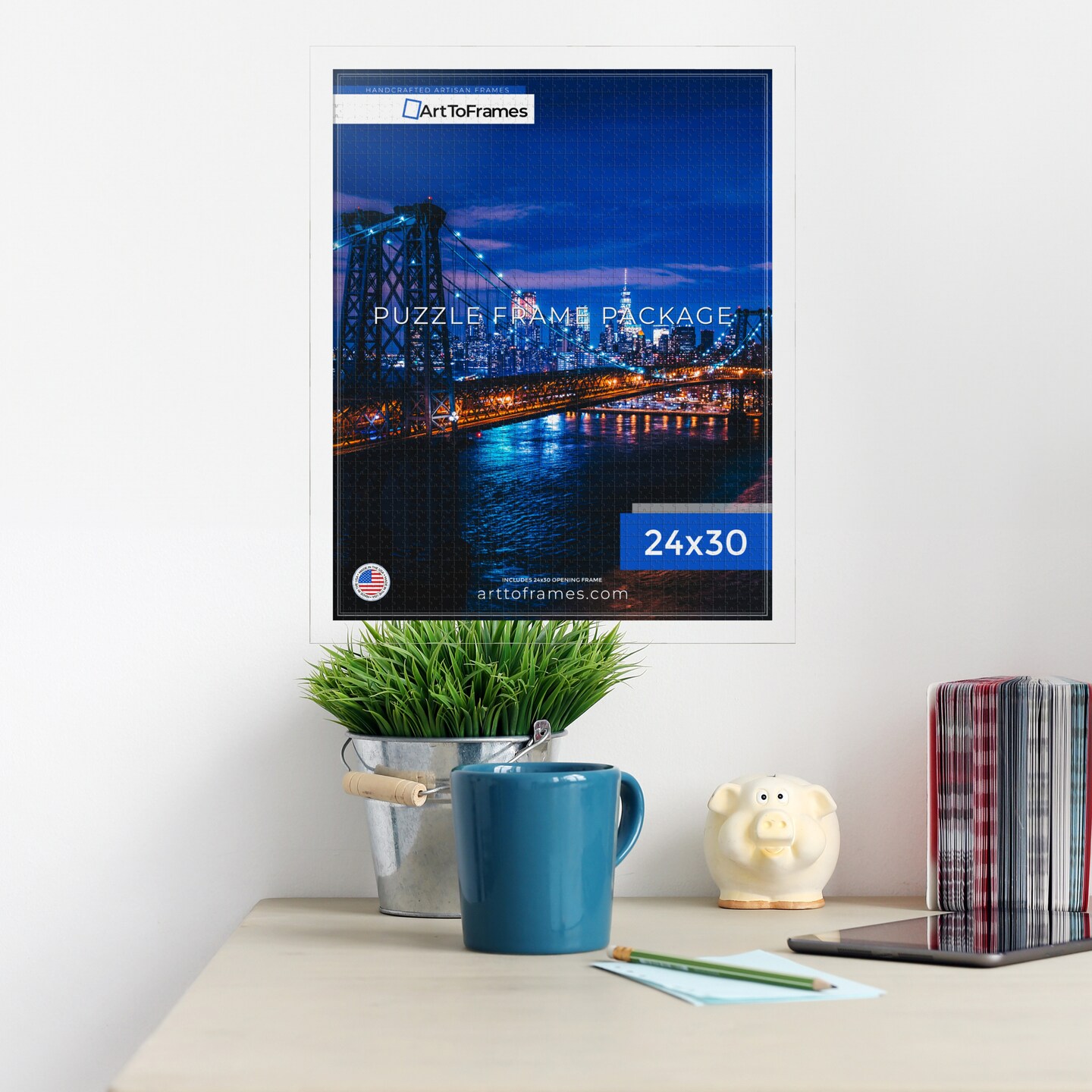 ArtToFrames 24x30 INCH / 61x76.2 CM Puzzle Frame for 1000 piece Puzzles.This 1.25 Inch Custom MDF Frame for Puzzles Comes with Economy Acrylic, Available in Multiple Colors