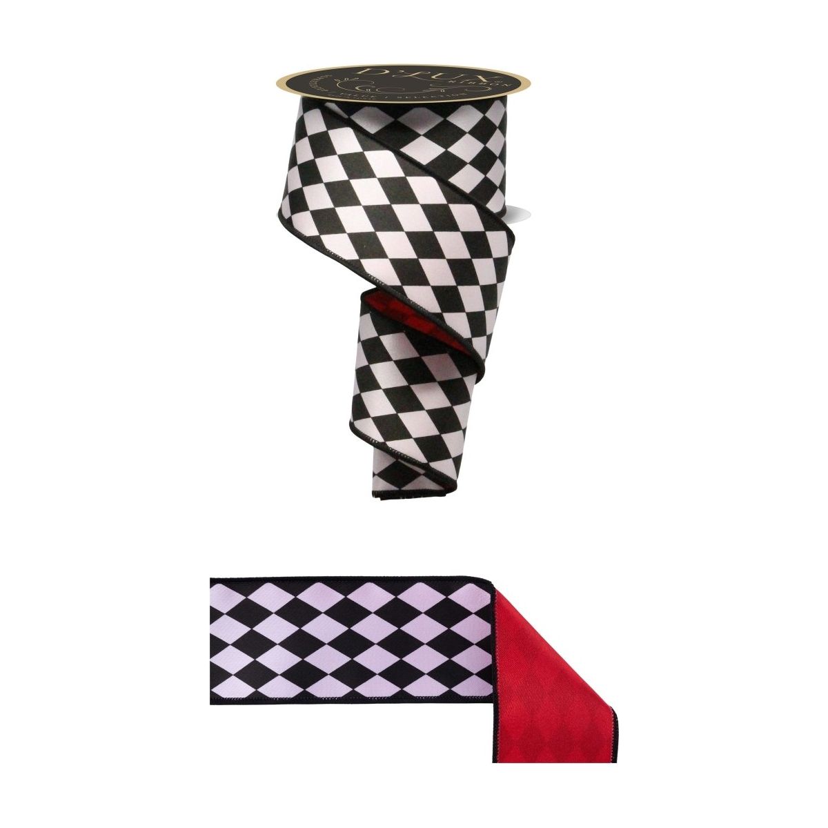 2.5&#x22; Harlequin Fused Back Ribbon: Red (10 Yards)