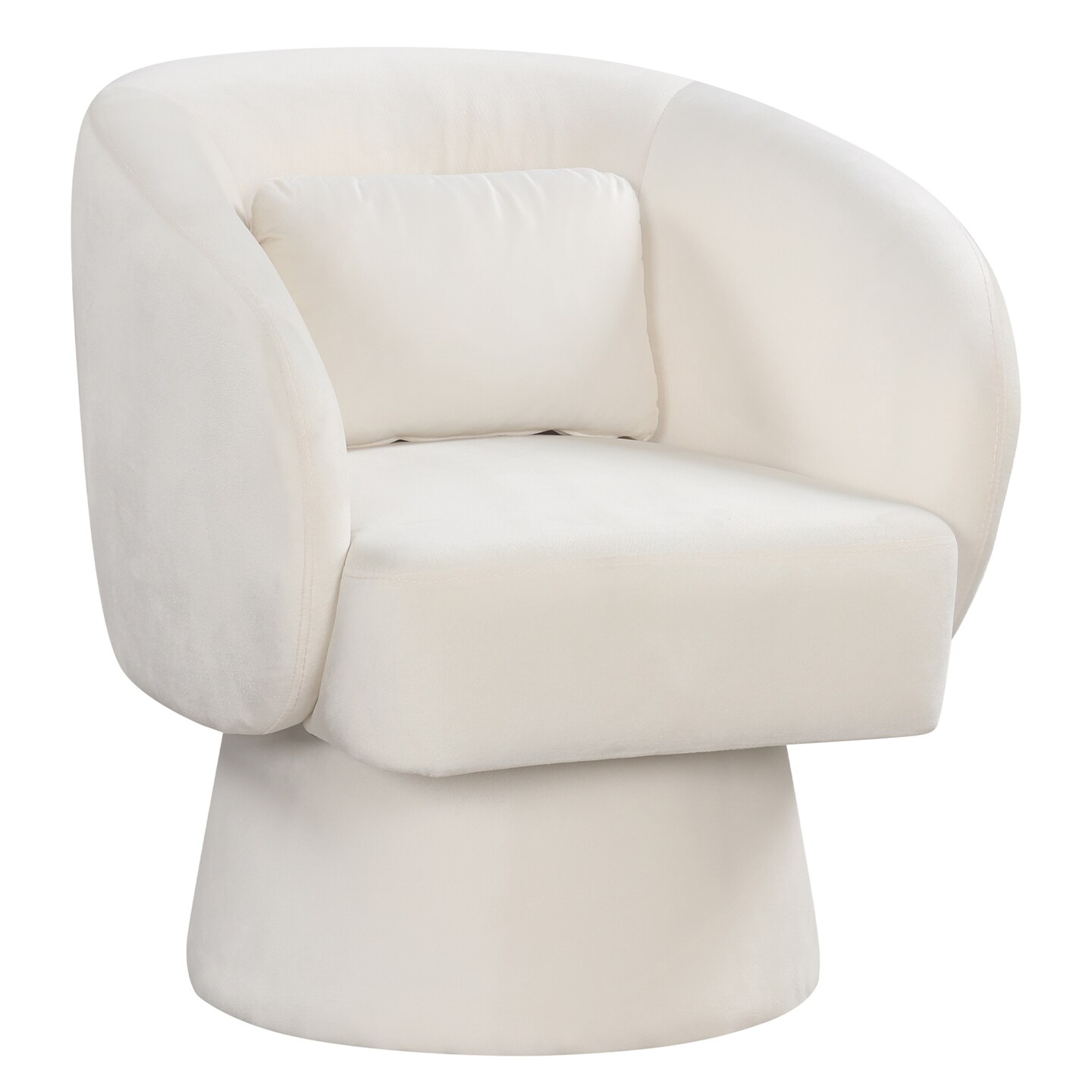 Barrel Swivel Chair Plush Fabric 360 Degree Rotation with Supportive Arms