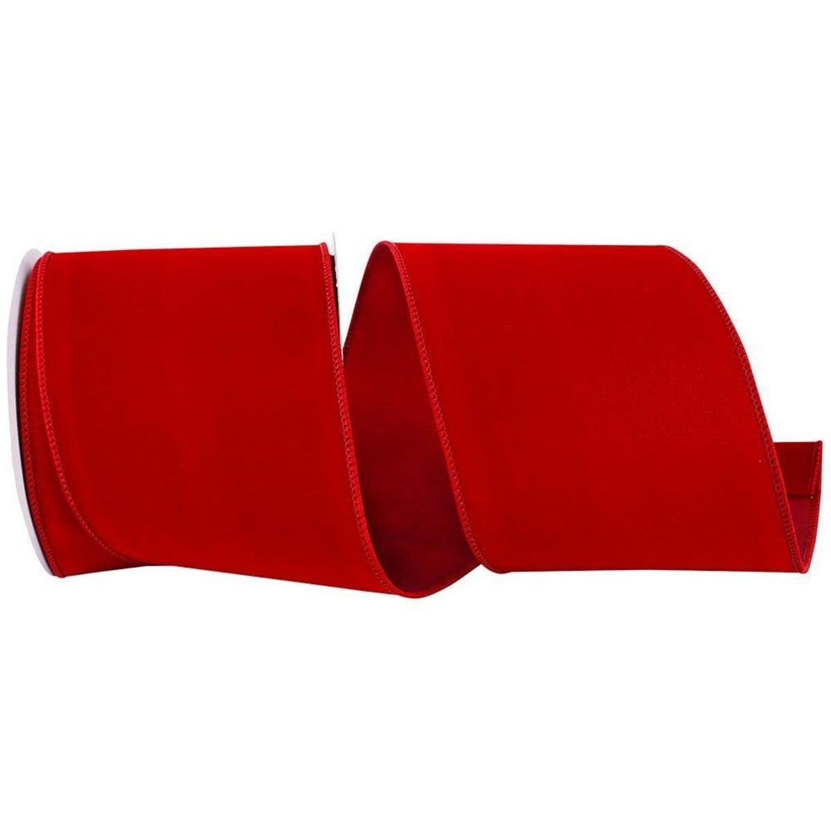 4 inch Value Velvet Ribbon: Scarlet Red (10 Yards)