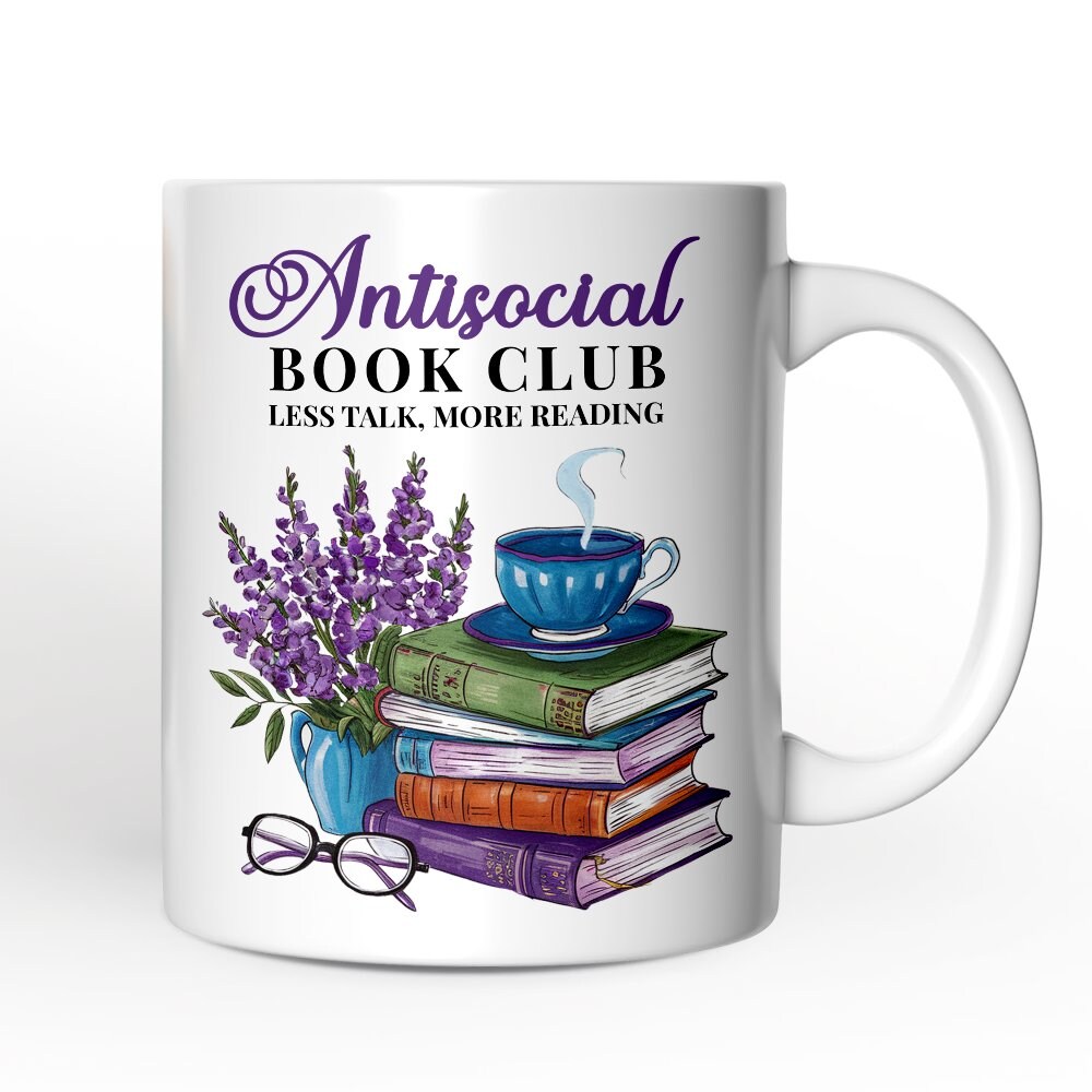 Lavender Antisocial Book Club Mug Gift