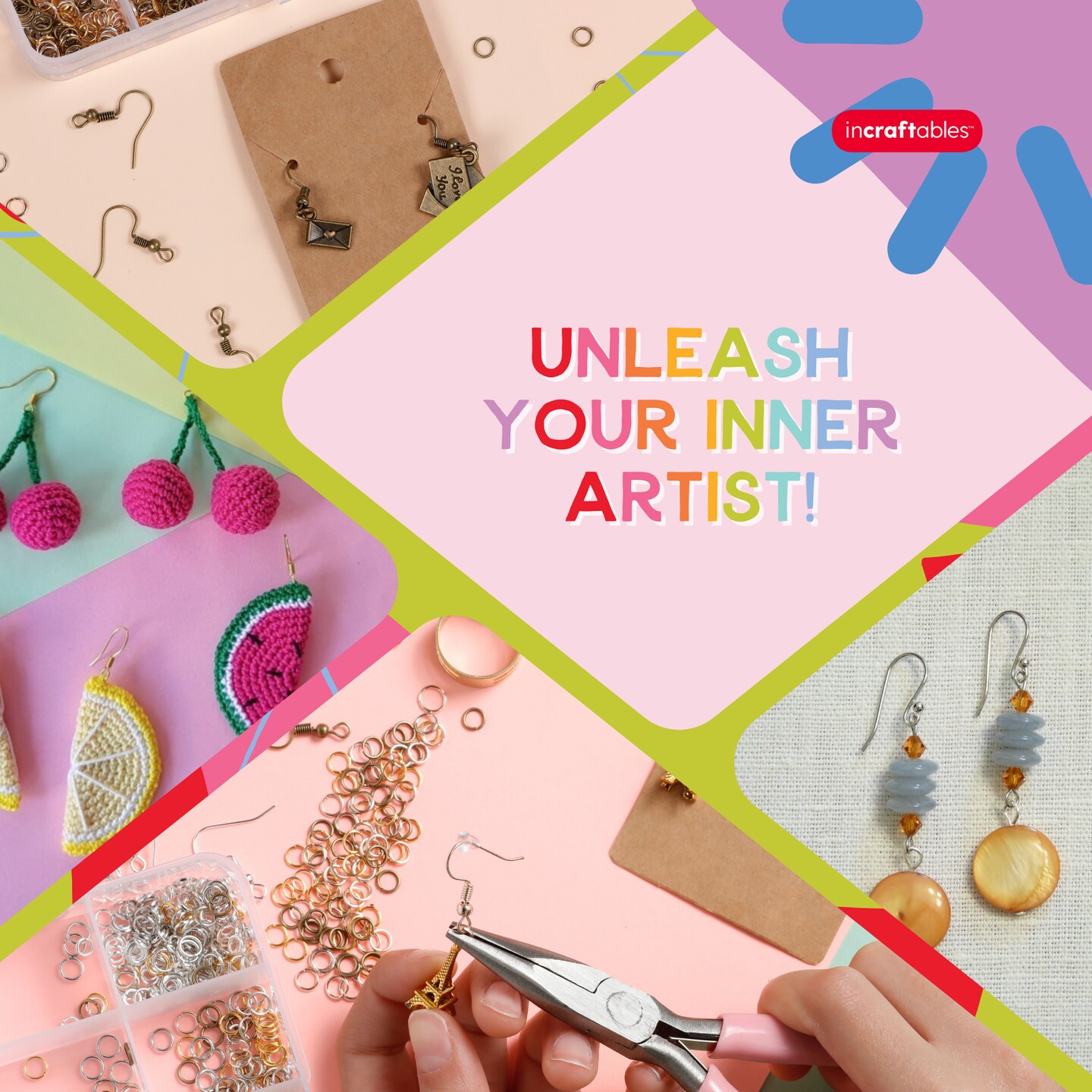 Incraftables Earring Making Kit (5 Colors). DIY Earring Kits for Jewelry Making Supplies w/ Hypoallergenic Earring Hooks, Backs, Display Cards, Bags, Nose Pliers, Ring Opener &#x26; Tweezers for Adults
