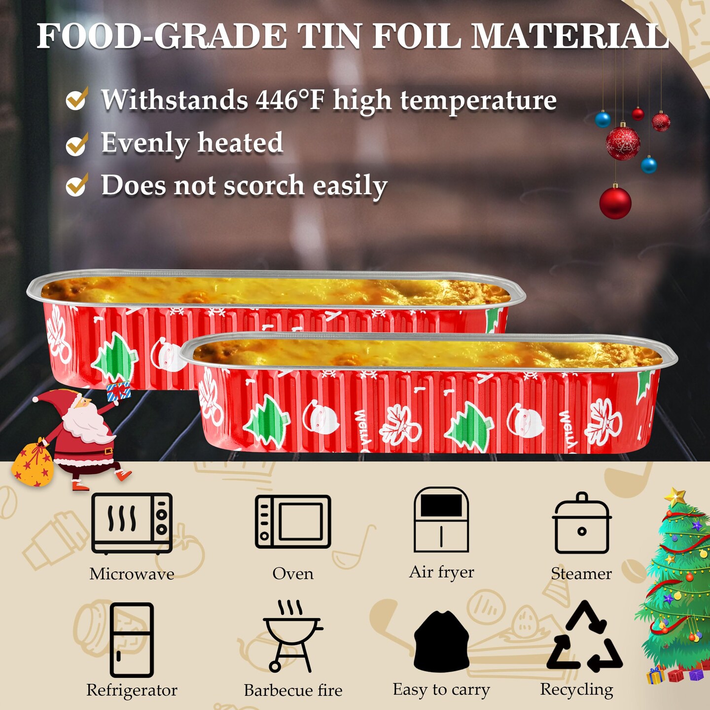 Cupcake Liners with Lids, 50PCS 6.8OZ Disposable Mini Cake Pans Disposable Aluminum Foil Baking Cups with Lids Aluminum Loaf Pans for Brithday,Red Christmas