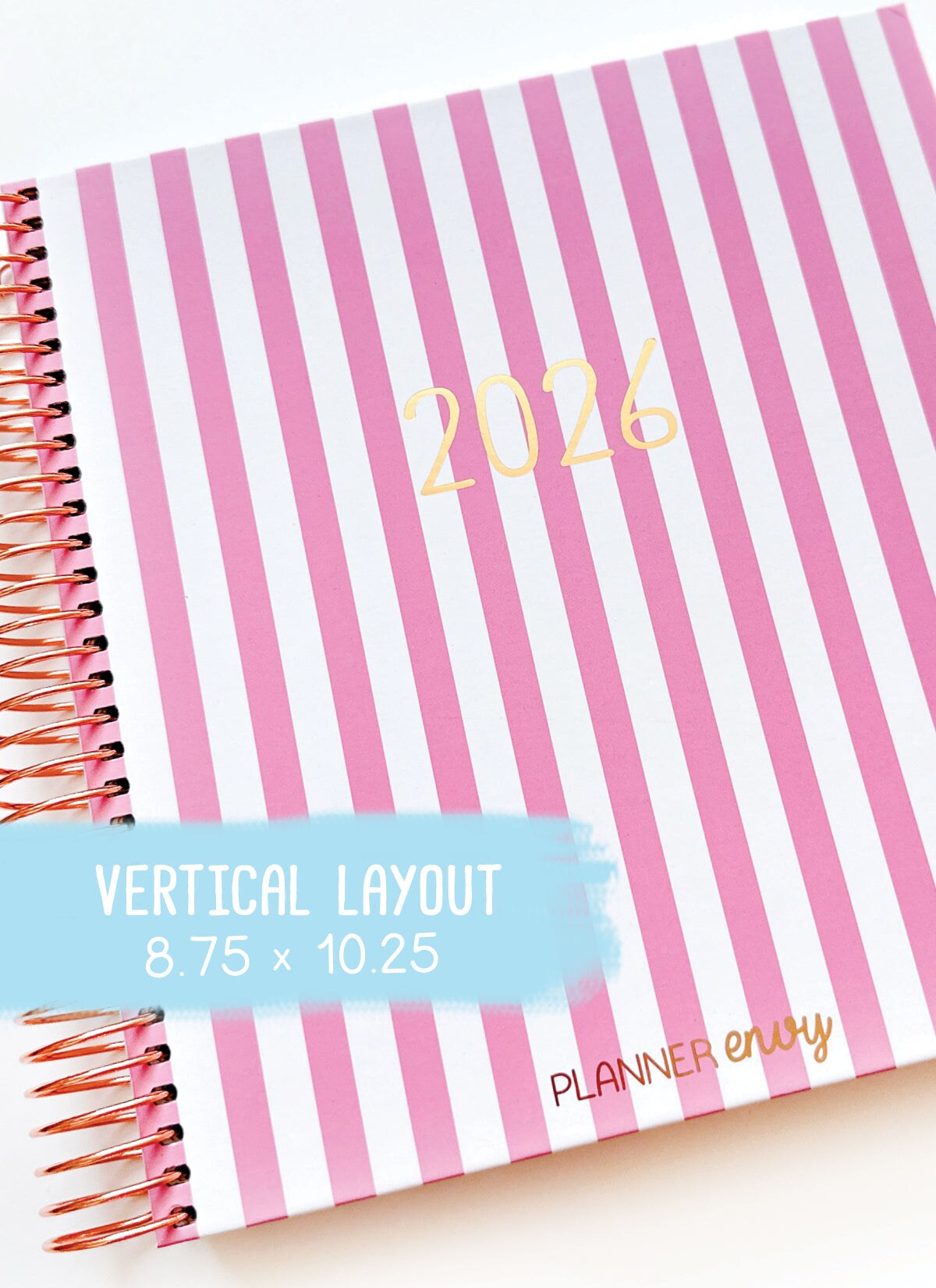 2026 Planner - Vertical Layout, Spiral Bound - "Candy stripe" (#307)