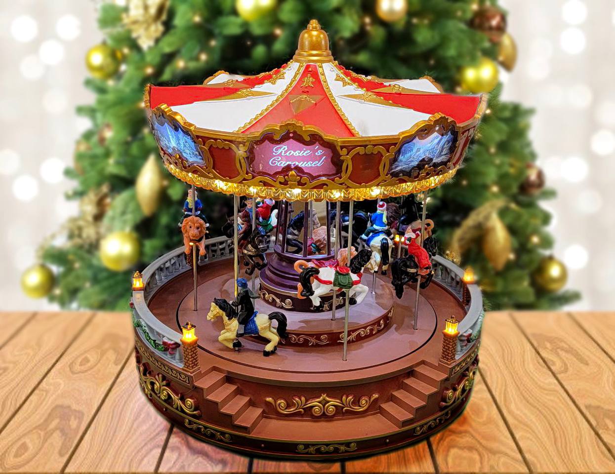 Christmas Carousel Decoration. Animated Christmas Village