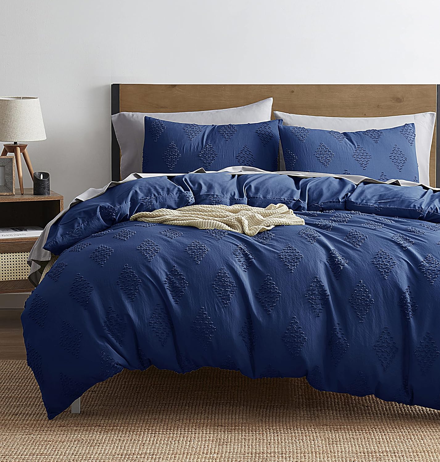 Nestl Bedding Tufted Duvet Cover Set with Quilted Down Alternative Comforter Insert