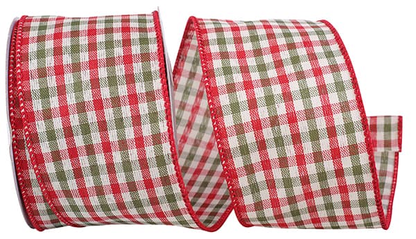 Christmas Country Plaid Wired Edge Ribbon -- 2 ½ inch x 10 yards -- Red/Green