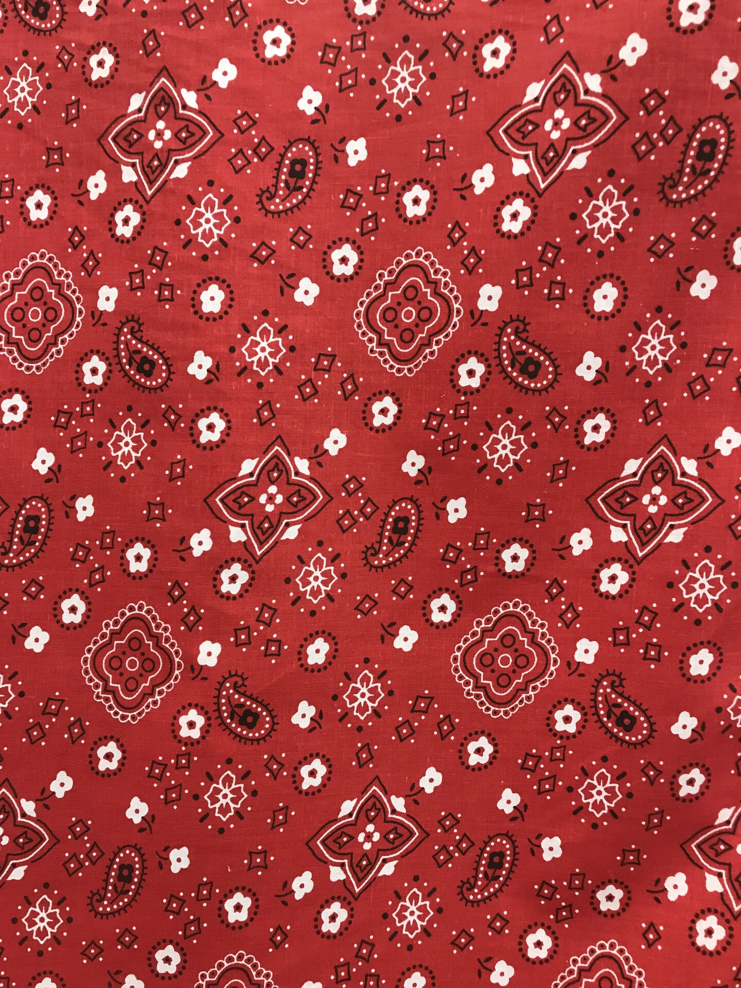 1 Yard Red Paisley Bandanna Cotton Polyester Blend Fabric 59/60 Inch Wide