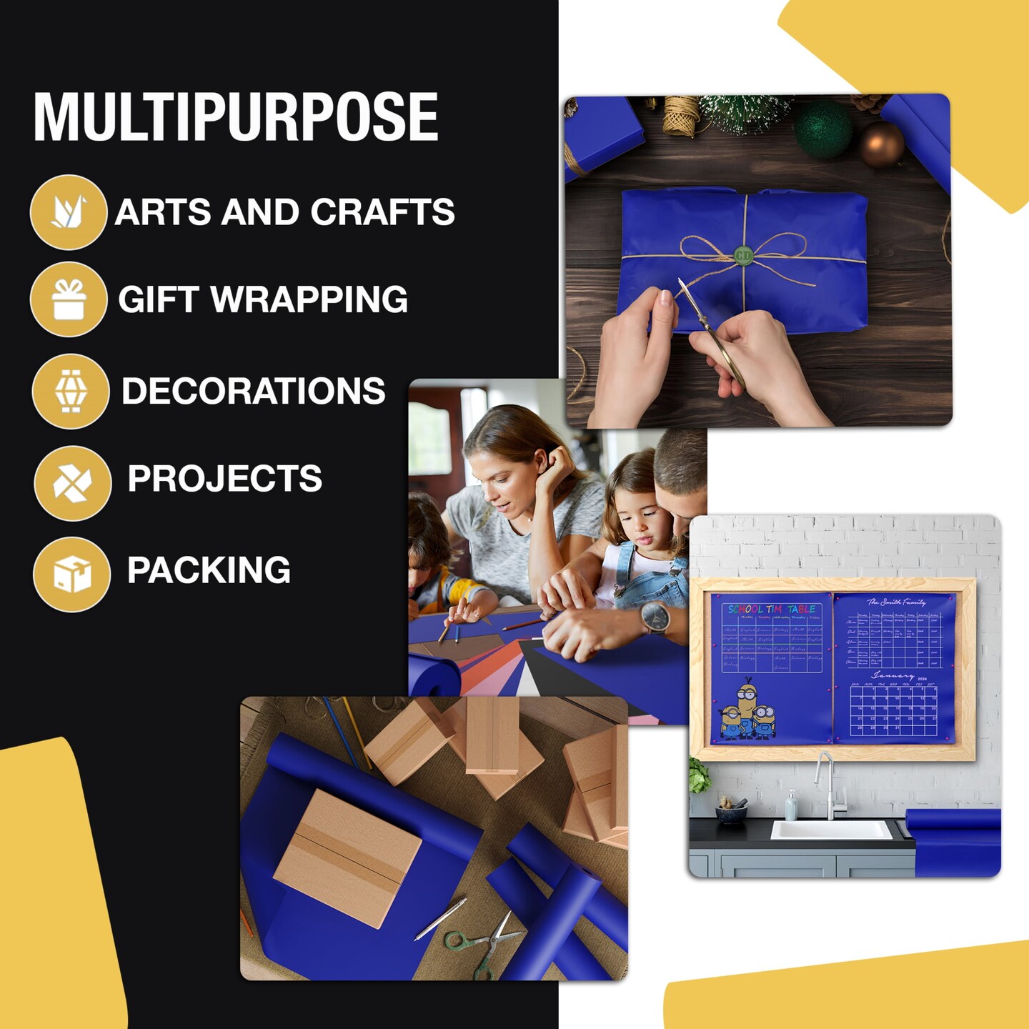 Kraft Paper Roll 17.75" X 1320" (110' Ft) Colored Paper Roll - Packing Paper Roll - Craft Supplies - Kraft Wrapping Paper Perfect as Shipping Paper Craft Paper Roll by Crown Display