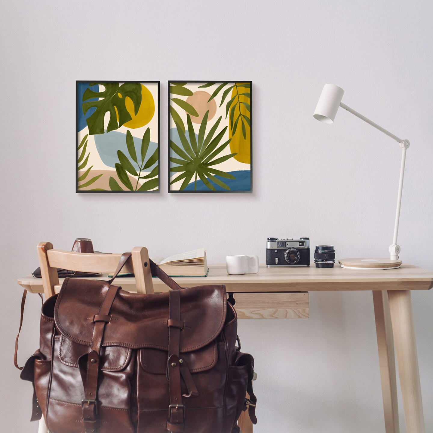 Stupell Industries Tropical Bohemian Plant Leaves 2pc Framed Giclee Set Design By Victoria Barnes