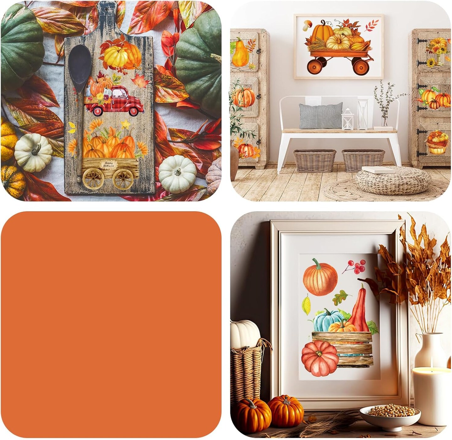 12 Sheets Fall Thanksgiving Rub on Transfers for Crafts (Multicolor)