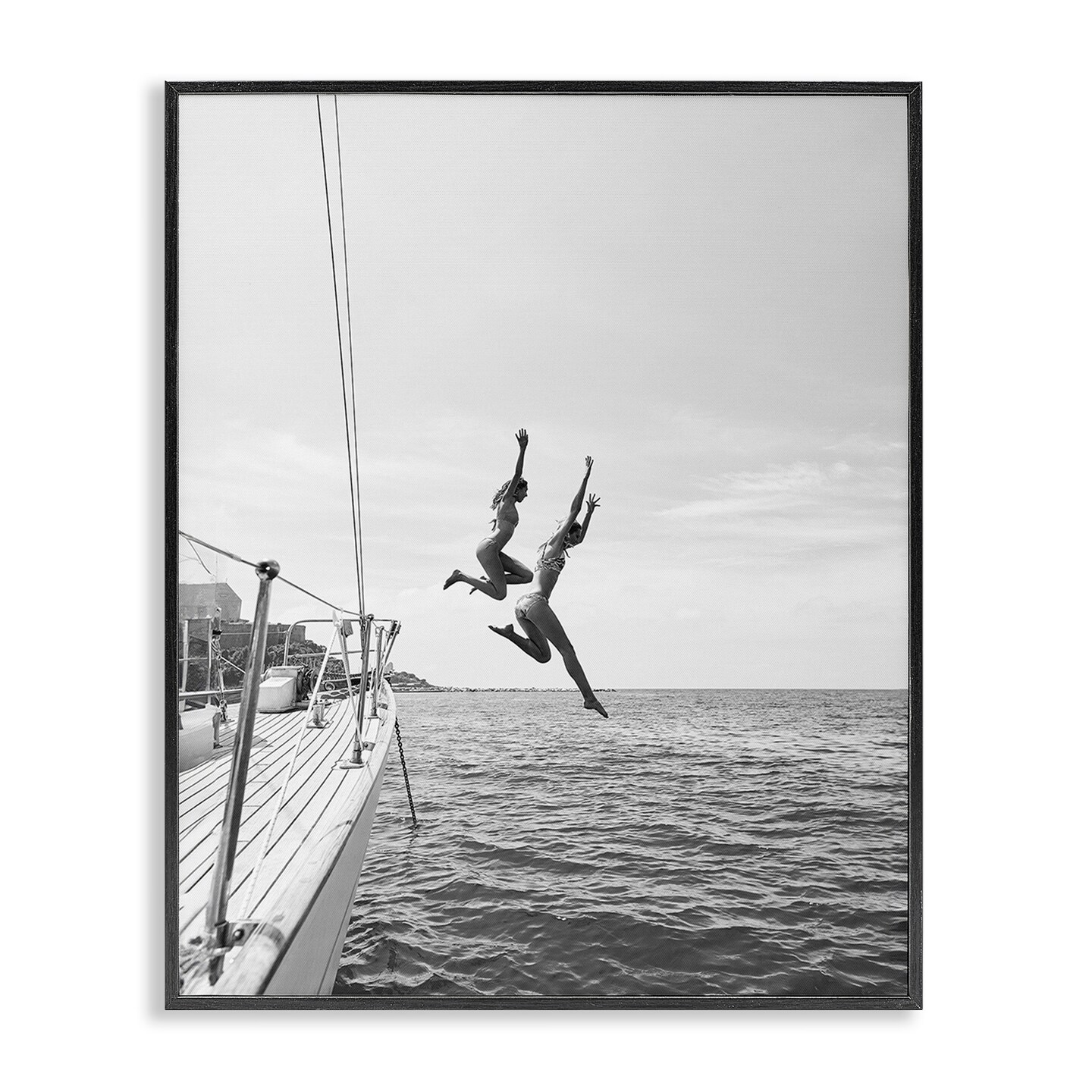 Stupell Industries People Diving from Boat Framed Giclee Design By Sisi and Seb