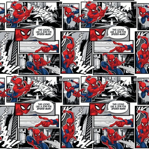 Licensed Marvel Prints Marvel Spiderman Comic Panels Cotton Fabric by the Panel