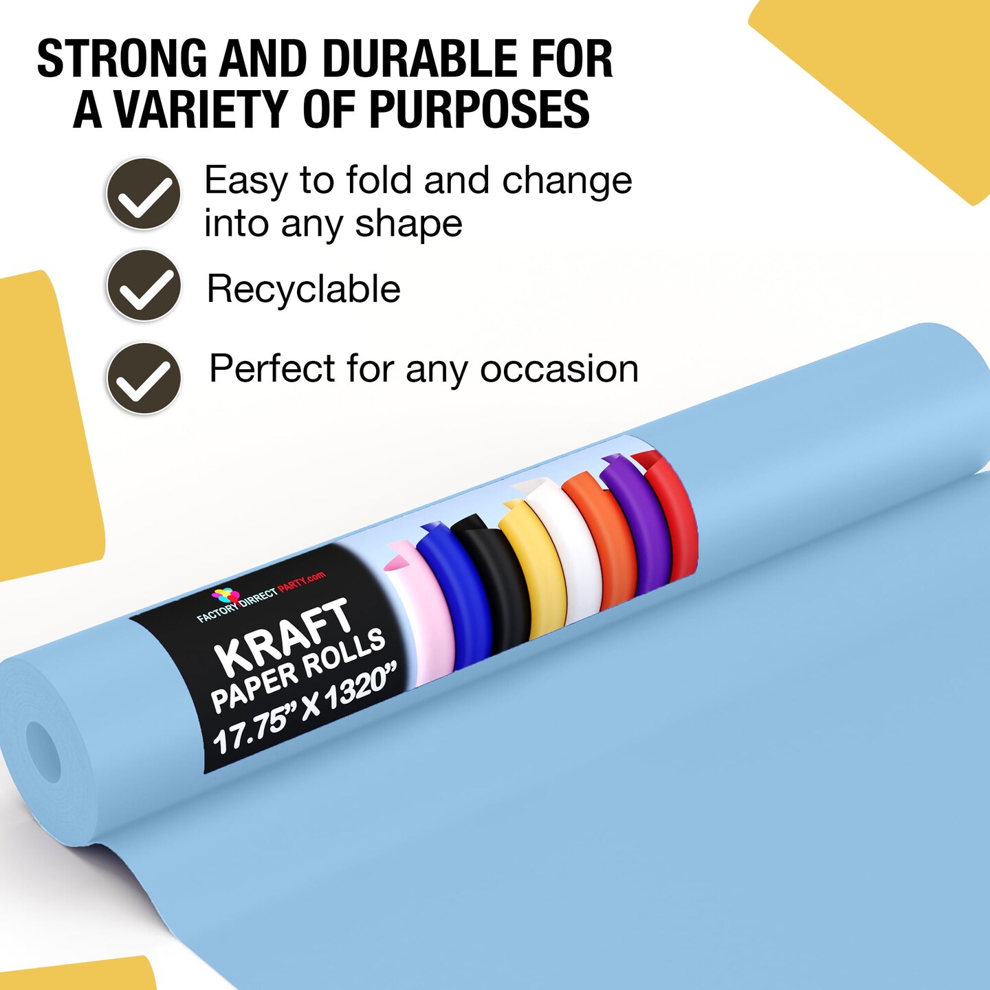 Kraft Paper Roll 17.75&#x22; X 1320&#x22; (110&#x27; Ft) Colored Paper Roll - Packing Paper Roll - Craft Supplies - Kraft Wrapping Paper Perfect as Shipping Paper Craft Paper Roll by Crown Display