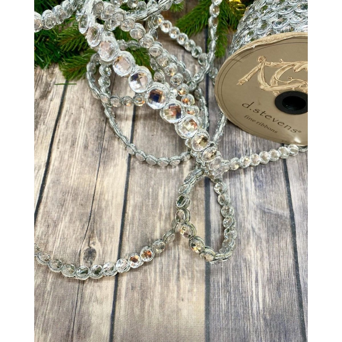 .5&#x22; Crown Jewel Garland Ribbon: Crystal (10 Yards)