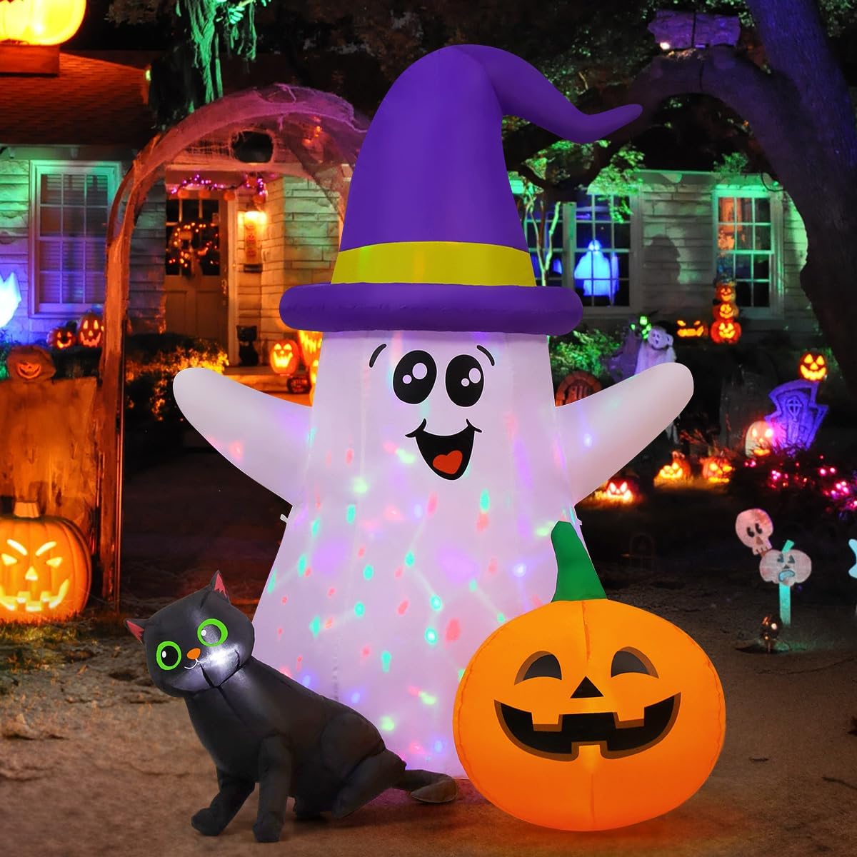 5 FT Halloween Inflatables Ghost Outdoor Decorations Blow Up Yard Cute