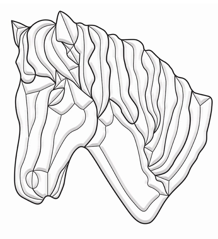 8"x8-1/2" Exquisite Clear Glass Horse Head Bevel Cluster EC184