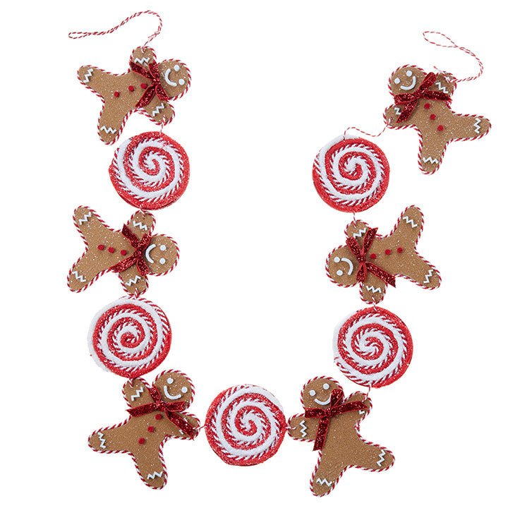 4&#x27; Gingerbread Men &#x26; Lollipop Garland