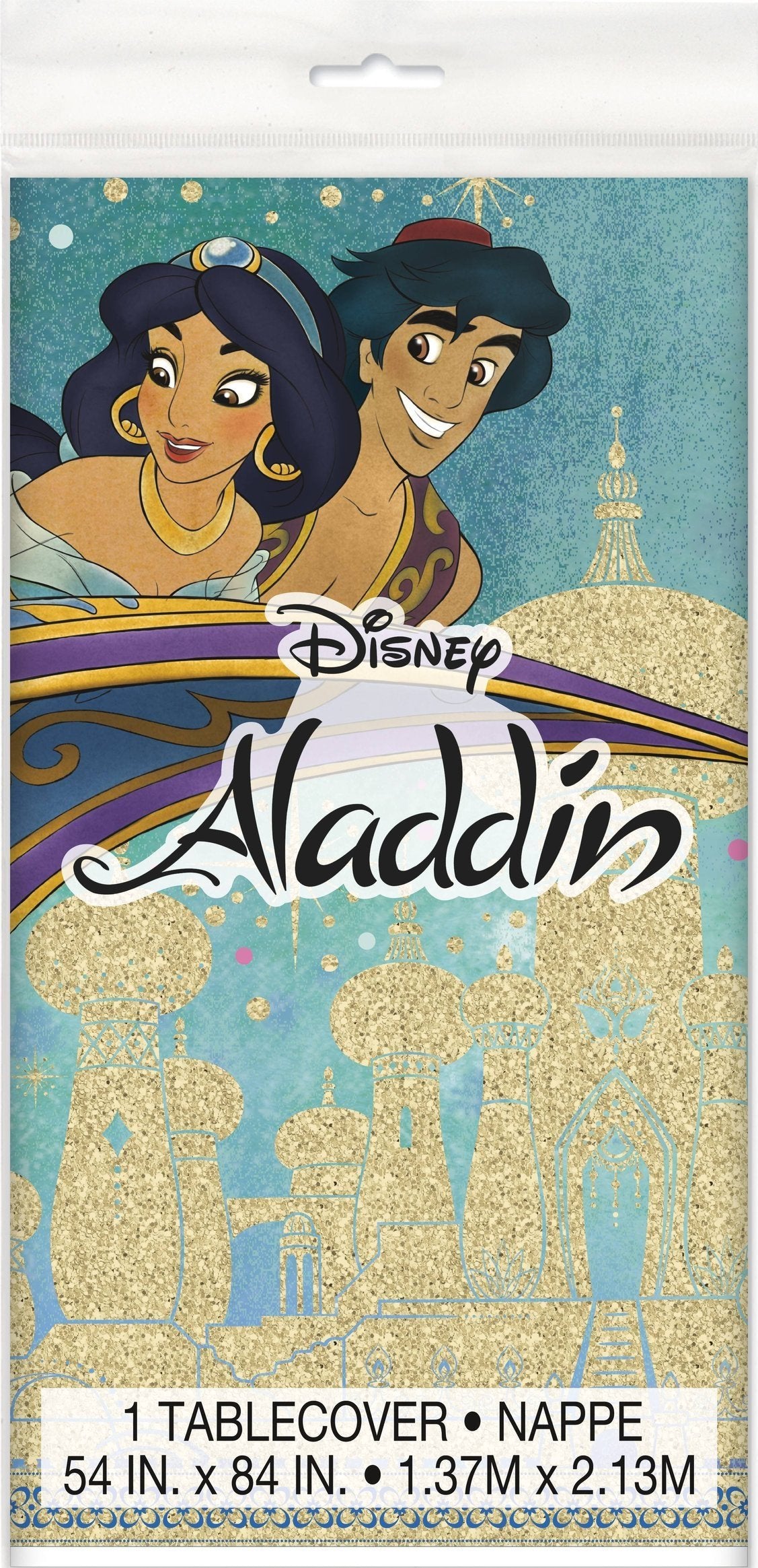Disney Aladdin Rectangular Plastic Table Cover  - 54&#x22; x 84&#x22;