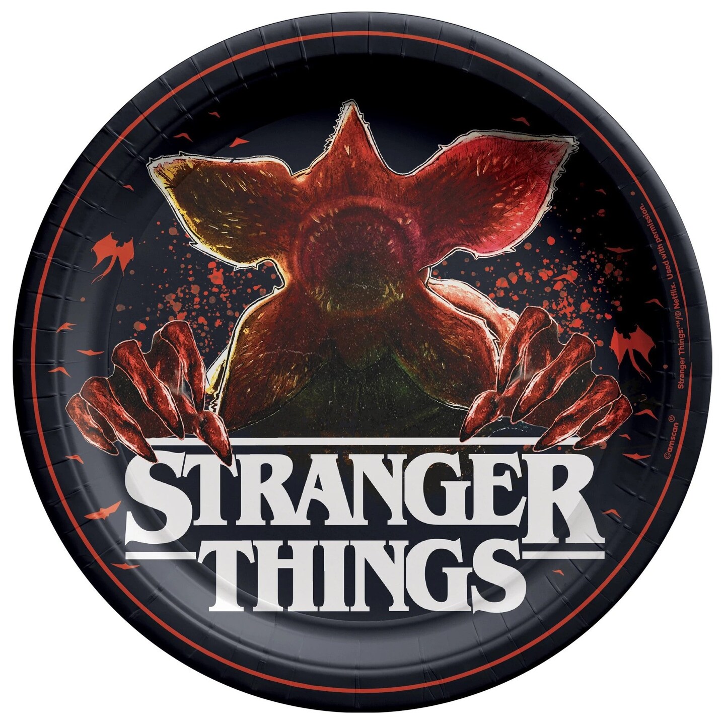 Stranger Things The Upside Down Demogorgon 9&#x22; Round Luncheon Plates - 8ct