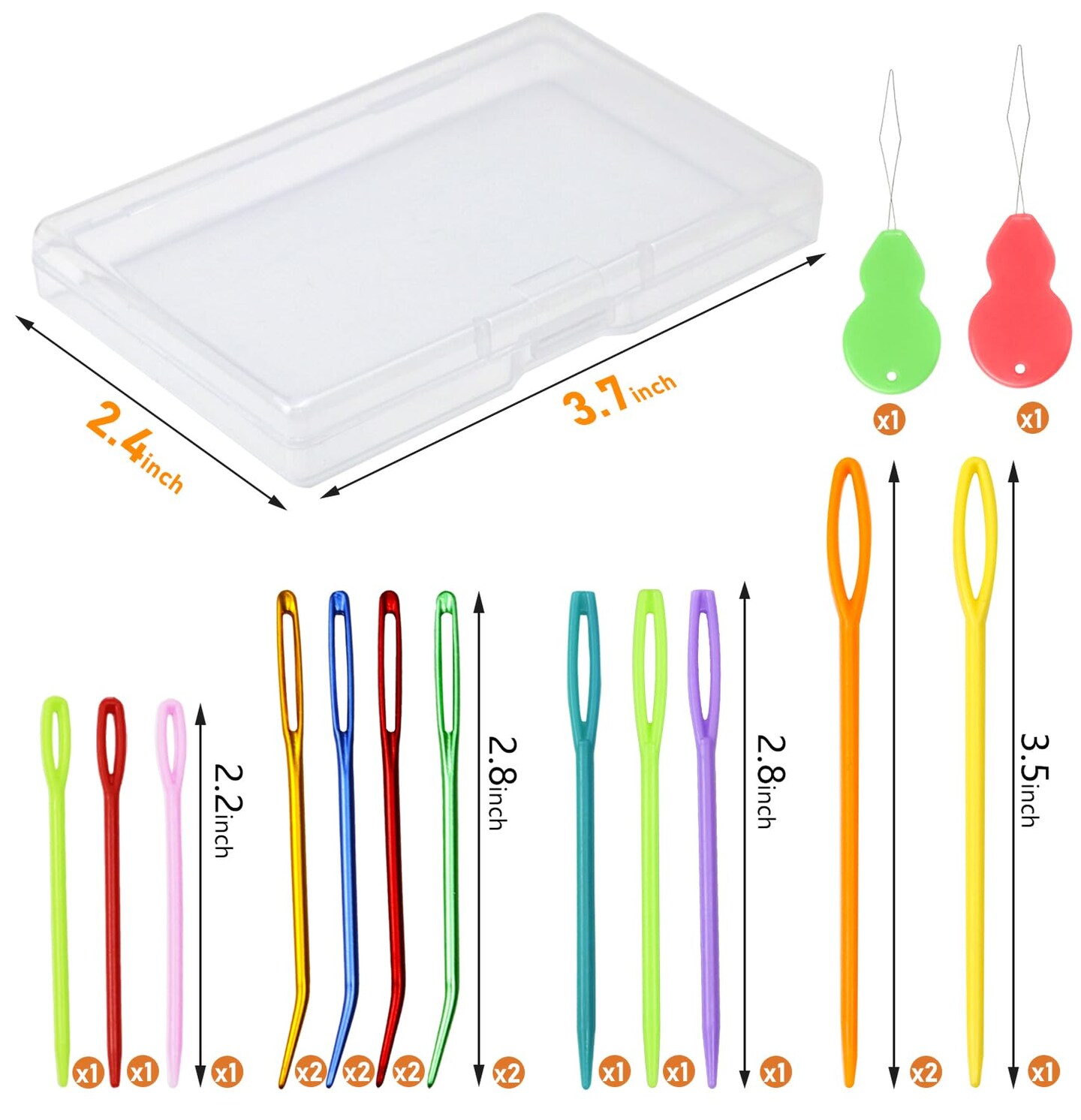 19 Pcs Yarn Needles Set, Assorted Yarn Needles Bent Tapestry Needle Weaving Needle Darning Needles Plastic Needles Large Eye Blunt Knitting Needles for Sewing Crochet 03